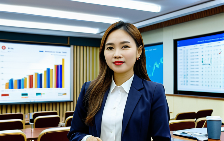Inspired Individual**

A Vietnamese woman, fully clothed in professional, modest attire suitable for a business setting in Ho Chi Minh City. She is confidently presenting at a seminar, with slides showing financial growth charts in Vietnamese currency (VND). The background shows a modern conference room with a diverse audience. Appropriate content, safe for work, perfect anatomy, natural pose, professional lighting, high-resolution image.

**