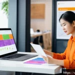 사용자 세그먼트 발굴을 위한 프로세스 개선 방법 - A modern Vietnamese retail data analyst workspace scene, showing a young professional woman examinin...